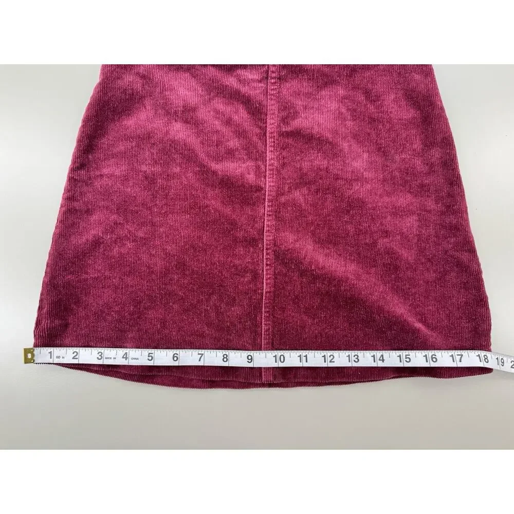 Forever 21 Women’s Corduroy Mini Skirt S‎ Burgundy Pink Fall Retro Boho Cotton - Picture 4 of 10